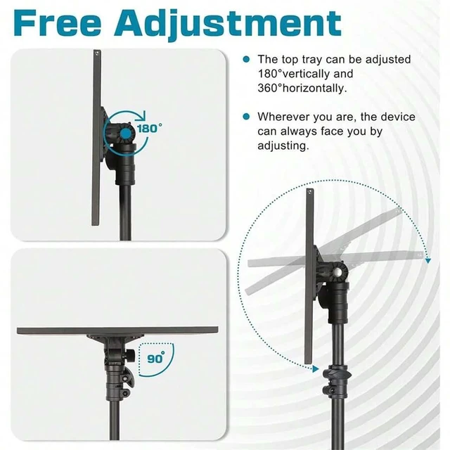 Alt view image 3 of 7 - Bks Adjustable Projector Stand Tripod 26 to 63 Inch Height Mobile Laptop Cart On Wheels With Phone Holder Floor Stand For Outdoor Movies