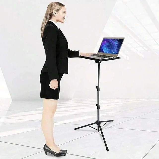 Alt view image 4 of 7 - Bks Adjustable Projector Stand Tripod 26 to 63 Inch Height Mobile Laptop Cart On Wheels With Phone Holder Floor Stand For Outdoor Movies