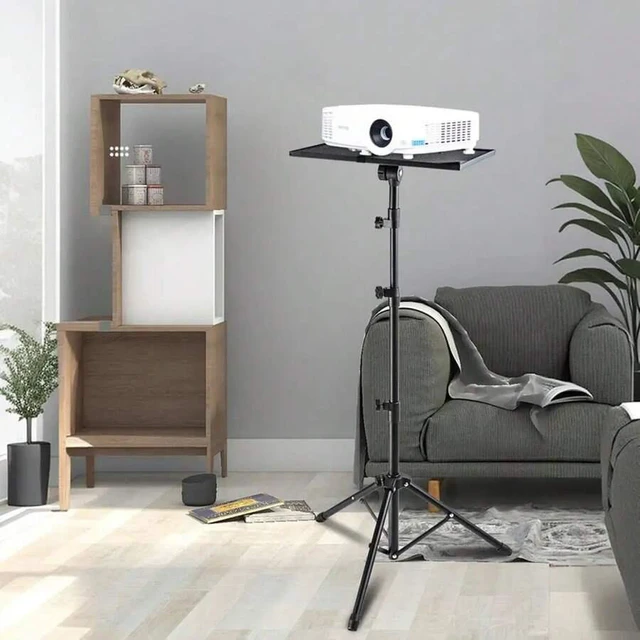 Alt view image 5 of 7 - Bks Adjustable Projector Stand Tripod 26 to 63 Inch Height Mobile Laptop Cart On Wheels With Phone Holder Floor Stand For Outdoor Movies