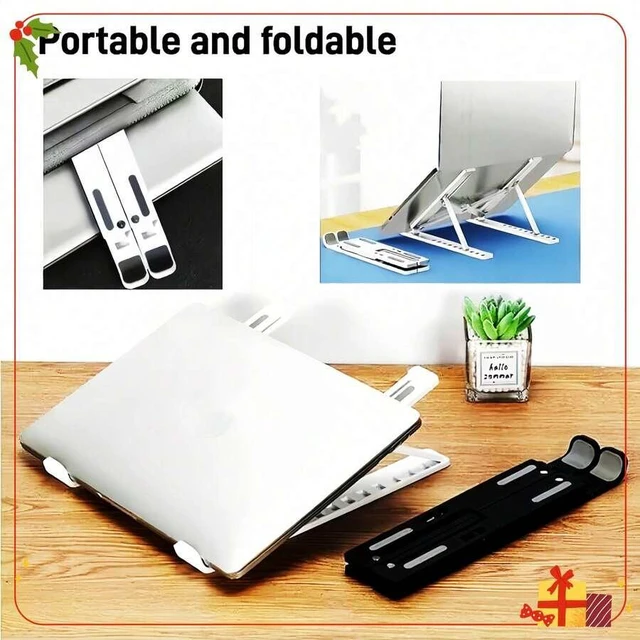 Alt view image 7 of 7 - Bks 10-Level Adjustable Laptop Stand Ergonomic Height Riser Foldable Portable Computer Holder for Desk 10-17 Inch