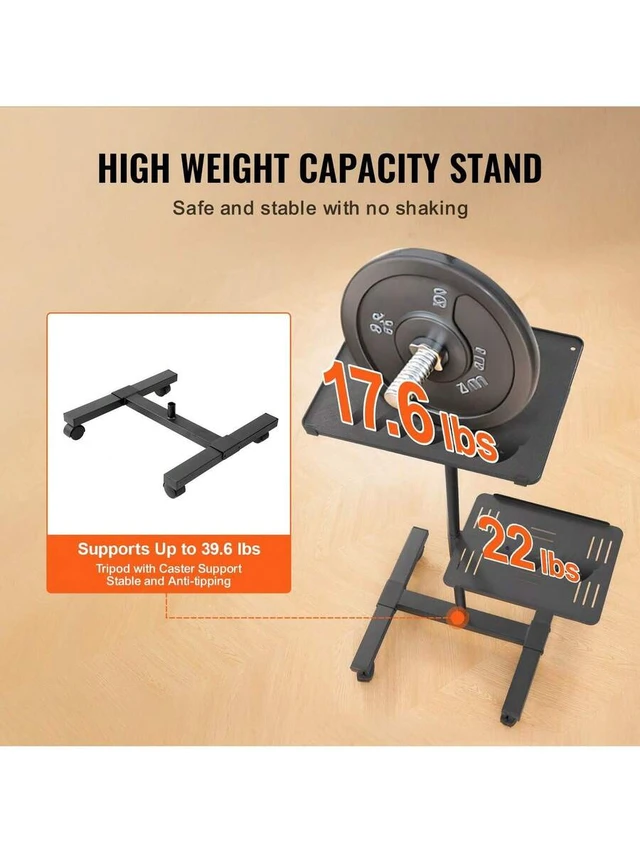 Alt view image 4 of 7 - Bks Projector Stand With Wheels, Adjustable Height Tripod Mount, Laptop Tray Gooseneck Holder, 22.8 to 57.3 In, Black