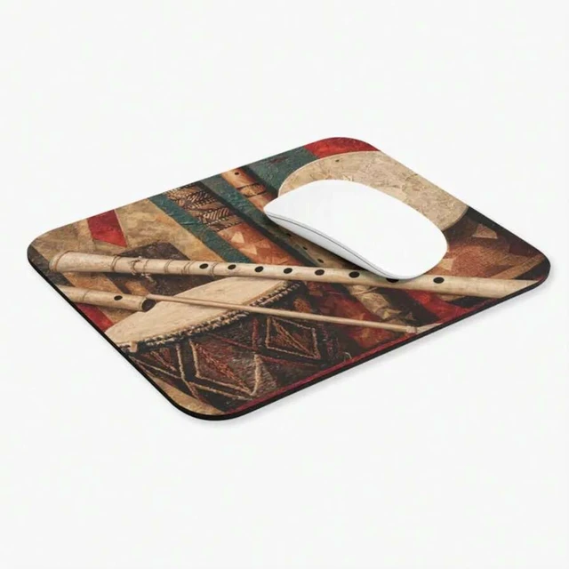 Alt view image 3 of 7 - Bks 9.84x11.81in Instrument Collage Canvas Mouse Pad, World Music Instruments Design, Non-Slip Rubber Base for Office and Gaming