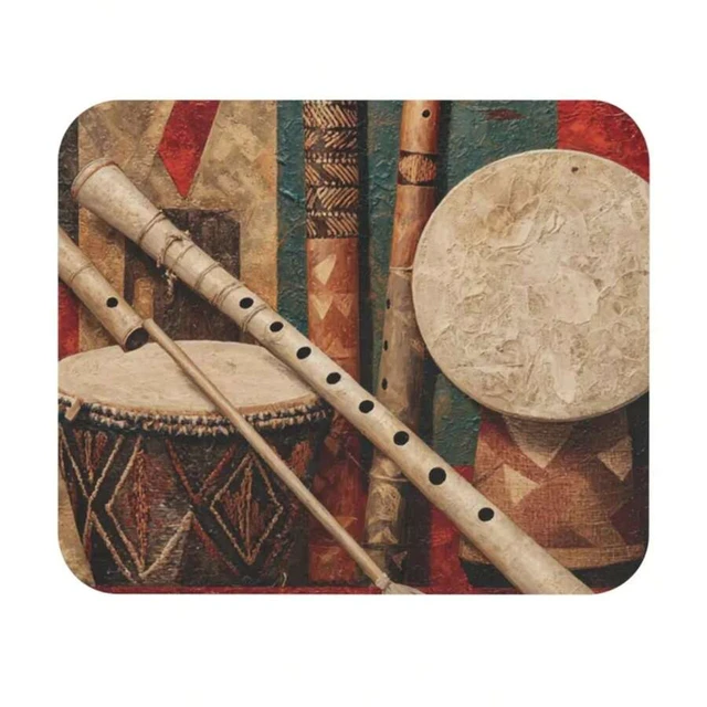 Alt view image 4 of 7 - Bks 9.84x11.81in Instrument Collage Canvas Mouse Pad, World Music Instruments Design, Non-Slip Rubber Base for Office and Gaming
