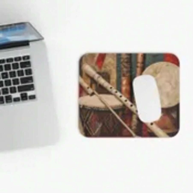 Alt view image 5 of 7 - Bks 9.84x11.81in Instrument Collage Canvas Mouse Pad, World Music Instruments Design, Non-Slip Rubber Base for Office and Gaming