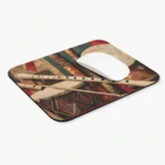 Alt view image 6 of 7 - Bks 9.84x11.81in Instrument Collage Canvas Mouse Pad, World Music Instruments Design, Non-Slip Rubber Base for Office and Gaming