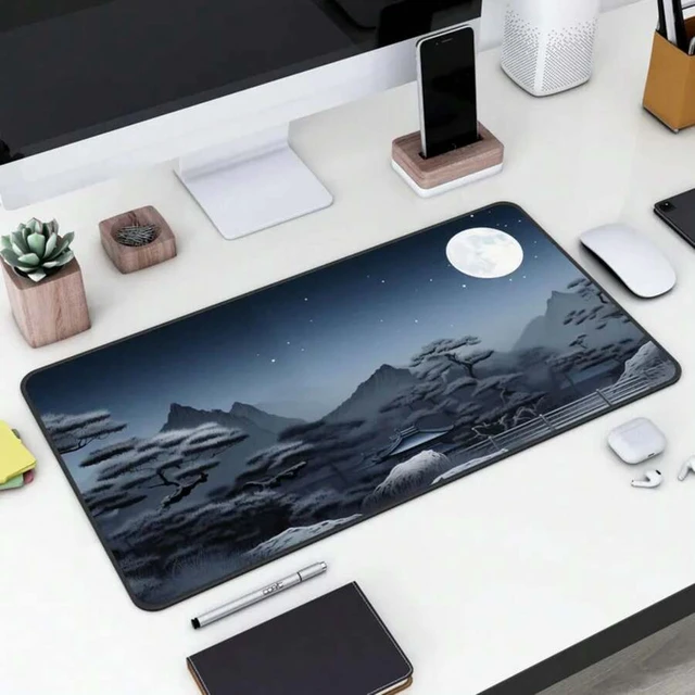 Alt view image 3 of 7 - Bks Large Desk Mat Mouse Pad, 30x70cm Extended Gaming Surface, Japanese Aesthetic Design, Non-Slip Rubber Base for Office and Home Workstations