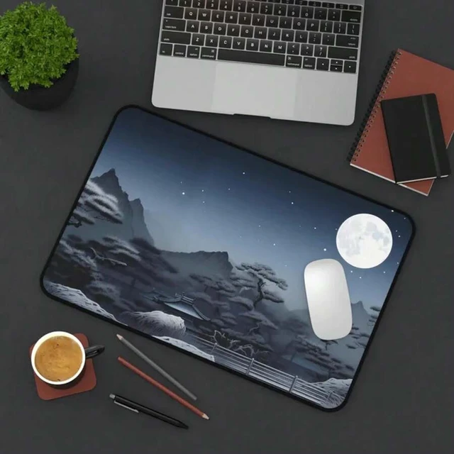 Alt view image 7 of 7 - Bks Large Desk Mat Mouse Pad, 30x70cm Extended Gaming Surface, Japanese Aesthetic Design, Non-Slip Rubber Base for Office and Home Workstations