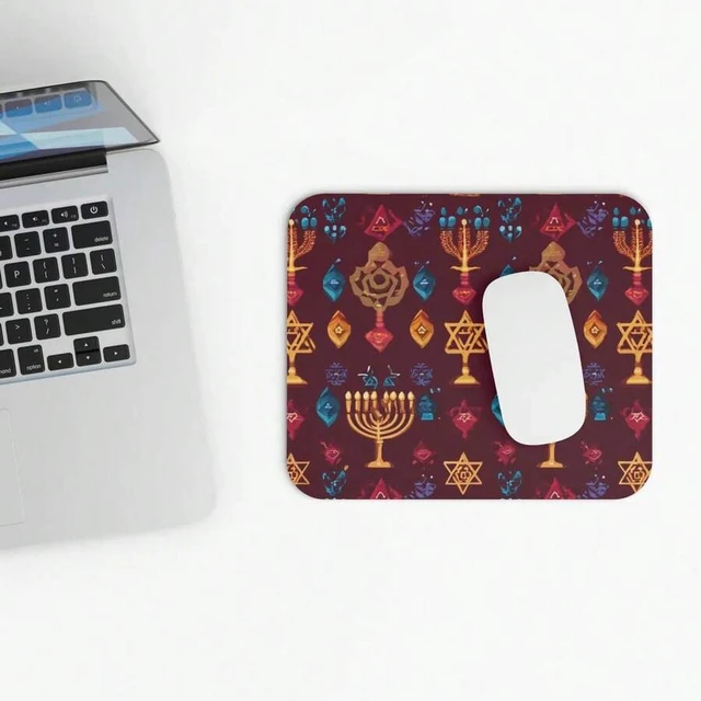 Alt view image 5 of 7 - Bks Stars & Dreidels Pattern Mouse Pad 30x25cm Holiday Desk Mat for Office Gaming Accessories