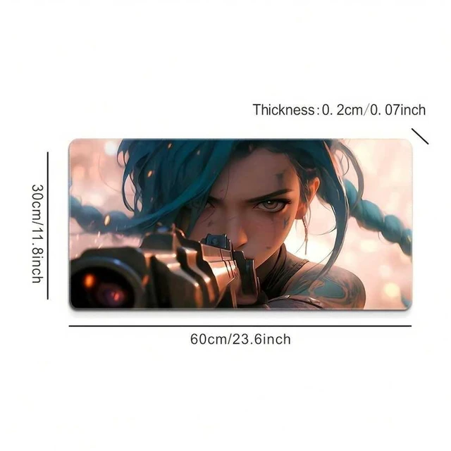 Main image of Bks Large Anime Girl Mouse Pad Thick Non-Slip Rubber Desk Mat for Gaming Keyboard Computer Vibrant Blue Hair Artwork