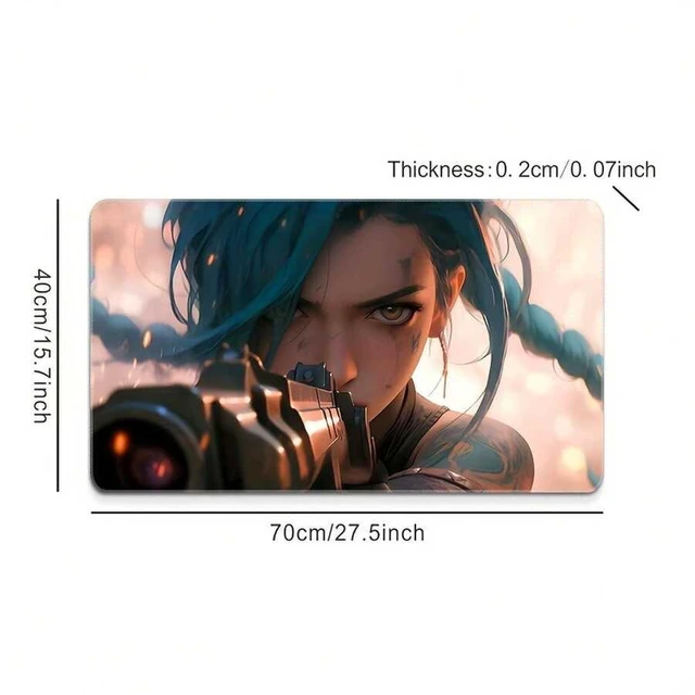 Alt view image 6 of 7 - Bks Large Anime Girl Mouse Pad Thick Non-Slip Rubber Desk Mat for Gaming Keyboard Computer Vibrant Blue Hair Artwork