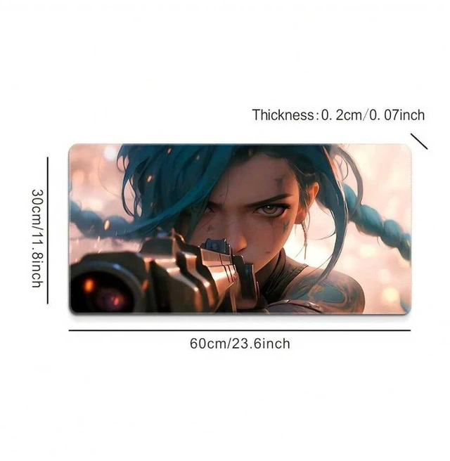 Alt view image 2 of 7 - Bks Large Anime Girl Mouse Pad Thick Non-Slip Rubber Desk Mat for Gaming Keyboard Computer Vibrant Blue Hair Artwork