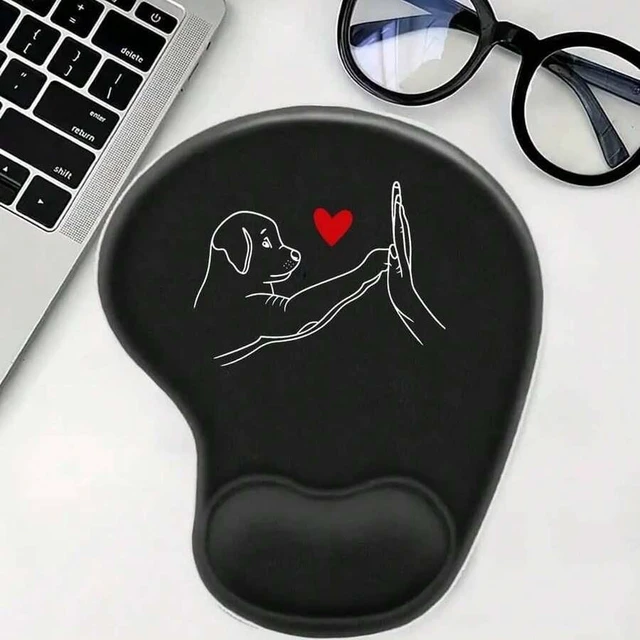 Alt view image 2 of 7 - Bks 1PC Cute Mouse Pad With Wrist Rest Cartoon Dog Heart Print Desk Mat Gaming Office Accessories