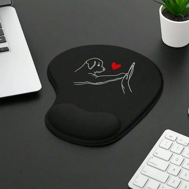 Alt view image 4 of 7 - Bks 1PC Cute Mouse Pad With Wrist Rest Cartoon Dog Heart Print Desk Mat Gaming Office Accessories