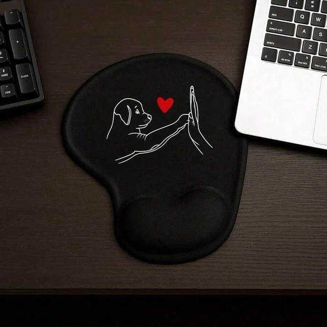 Alt view image 5 of 7 - Bks 1PC Cute Mouse Pad With Wrist Rest Cartoon Dog Heart Print Desk Mat Gaming Office Accessories