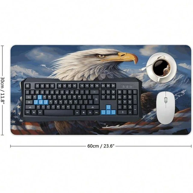 Alt view image 3 of 7 - Bks Waterproof Desk Pad 24x12 Non-Slip Rubber Eagle Mouse Pad For Keyboard & Laptop Foldable Office Computer Desk Mat Smooth Gaming Surface
