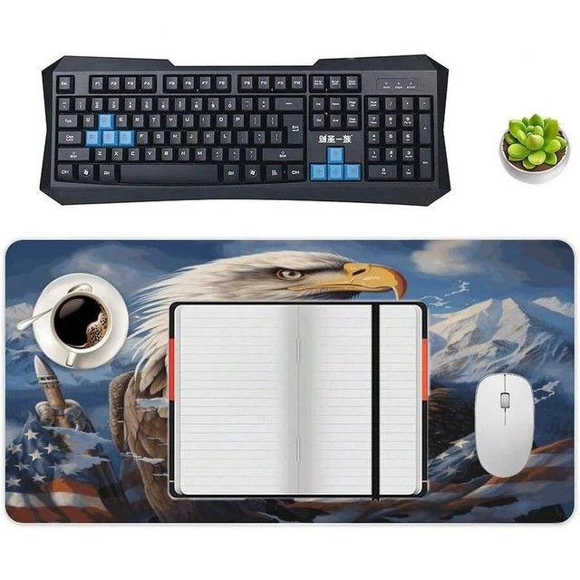Alt view image 5 of 7 - Bks Waterproof Desk Pad 24x12 Non-Slip Rubber Eagle Mouse Pad For Keyboard & Laptop Foldable Office Computer Desk Mat Smooth Gaming Surface