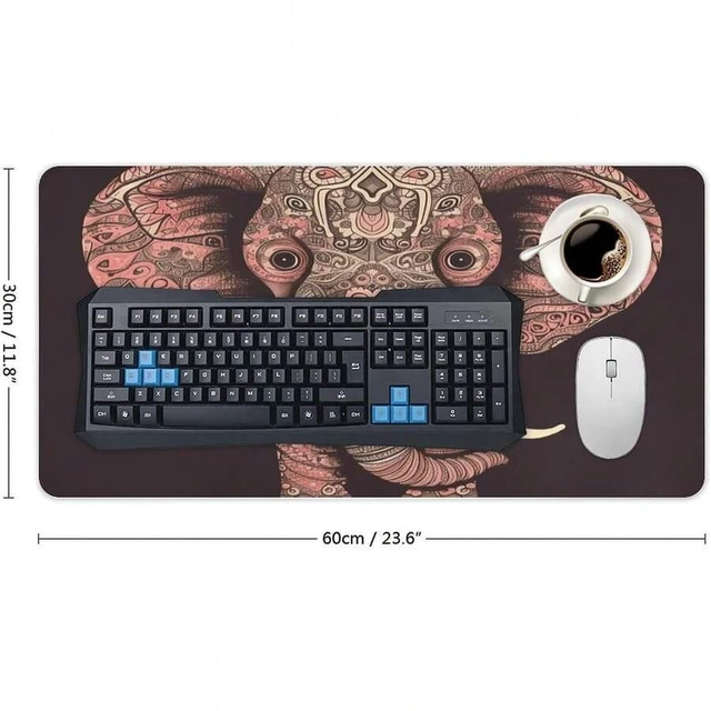 Alt view image 3 of 7 - Bks Waterproof Desk Pad 24x12 Inch Non-Slip Rubber Elephant Mouse Mat For Keyboard Laptop Foldable Office Computer Desktop Gaming Surface