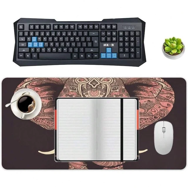 Alt view image 5 of 7 - Bks Waterproof Desk Pad 24x12 Inch Non-Slip Rubber Elephant Mouse Mat For Keyboard Laptop Foldable Office Computer Desktop Gaming Surface