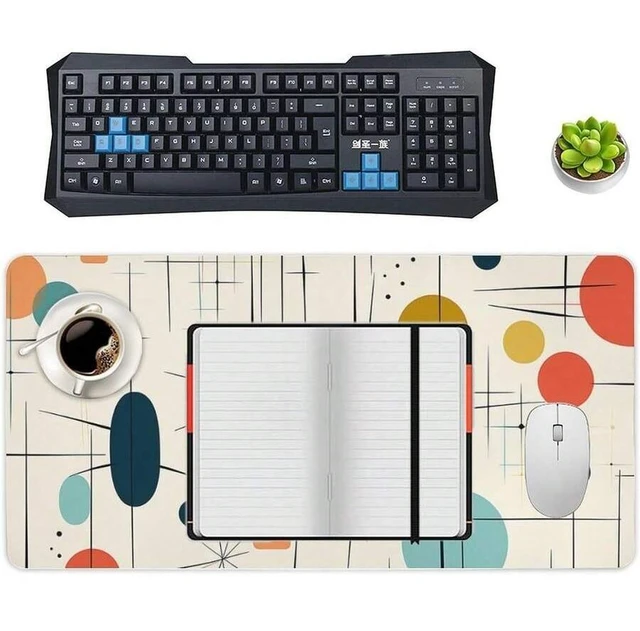 Alt view image 5 of 7 - Bks Waterproof Desk Pad 24x12 Non-Slip Rubber Modern Mid Century Mouse Pad For Keyboard & Laptop Foldable Office Computer Desk Mat Smooth Gaming Surface For Home Remote Work Desktop Accessories