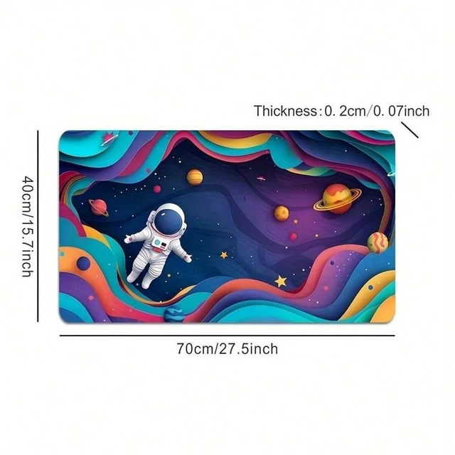 Main image of Bks Large Space Astronaut Mouse Pad Non-Slip Rubber Base Stitched Edges Gaming Office Home Decor Rectangular Keyboard Mat
