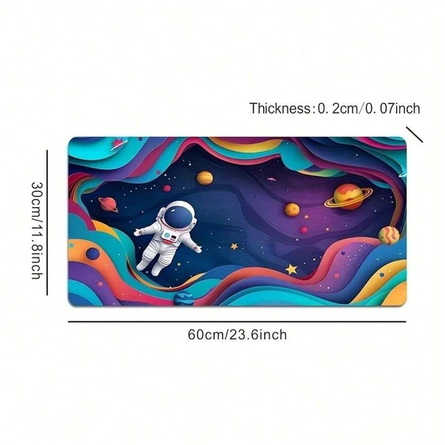 Alt view image 5 of 7 - Bks Large Space Astronaut Mouse Pad Non-Slip Rubber Base Stitched Edges Gaming Office Home Decor Rectangular Keyboard Mat
