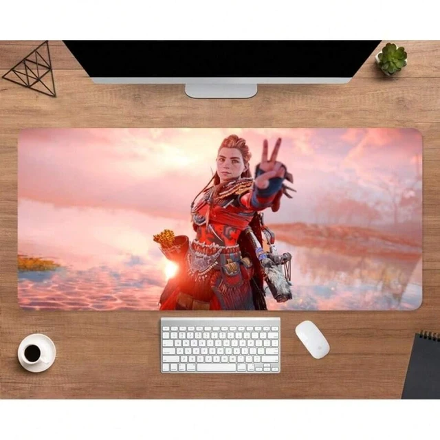 Alt view image 4 of 7 - Bks 70x30 Inch Horizon Forbidden West Desk Mat Large Gaming Mouse Pad Waterproof Non-Slip Stitched Edges