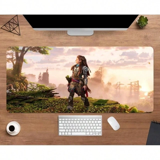 Alt view image 6 of 7 - Bks 70x30 Inch Horizon Forbidden West Desk Mat Large Gaming Mouse Pad Waterproof Non-Slip Stitched Edges