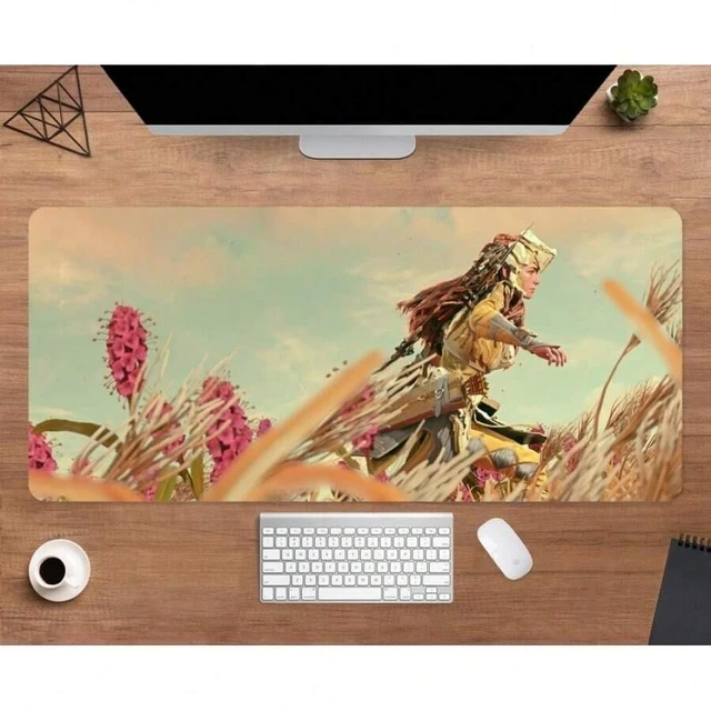 Alt view image 3 of 7 - Bks 70x30 Inch Horizon Forbidden West Desk Mat Large Gaming Mouse Pad Waterproof Non-Slip Stitched Edges