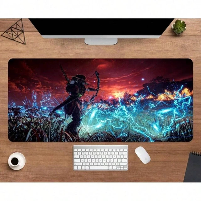 Alt view image 5 of 7 - Bks 70x30 Inch Horizon Forbidden West Desk Mat Large Gaming Mouse Pad Waterproof Non-Slip Stitched Edges