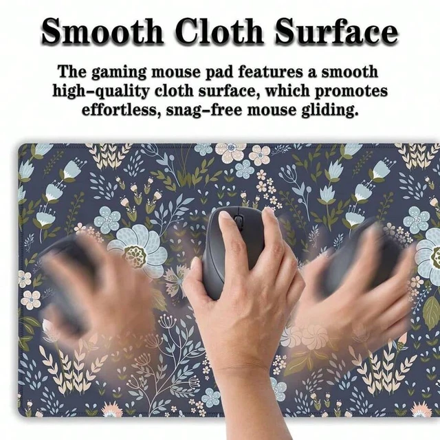 Alt view image 4 of 6 - Bks Jumbo Floral Desk Pad Mouse Mat Non-Slip Rubber Base Waterproof Stitched Edges Large Gaming Office