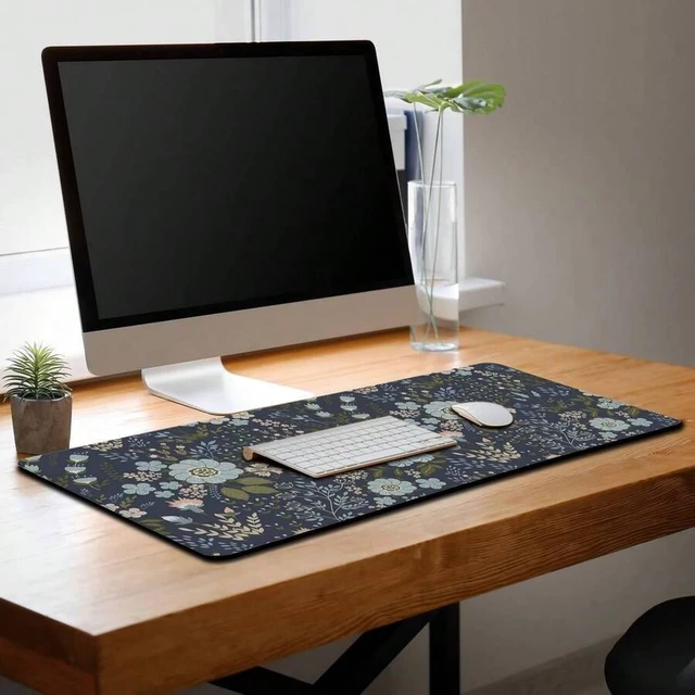 Alt view image 5 of 6 - Bks Jumbo Floral Desk Pad Mouse Mat Non-Slip Rubber Base Waterproof Stitched Edges Large Gaming Office