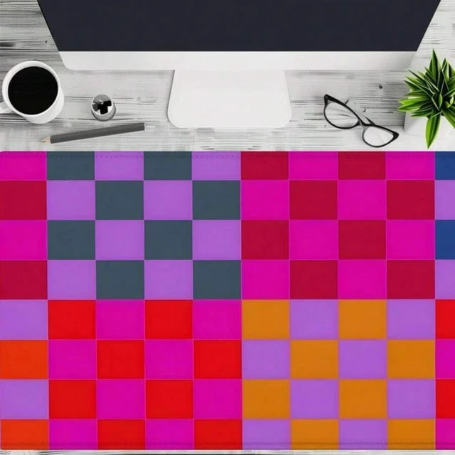 Alt view image 5 of 5 - Bks Colorful Retro Checkered Mouse Pad, 23.6x13.8 Inch Large Gaming Mat, Non-Slip Rubber Base, Office Desk Keyboard Accessory