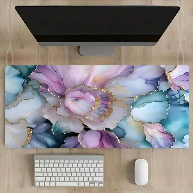 Alt view image 2 of 7 - Bks Floral Pattern Extended Mouse Pad, 1 Count Rectangle Gaming Mouse Pad, Non-Slip Rubber Base Keyboard Pad, Office Desk Mat For Gaming And Work, Mousepad
