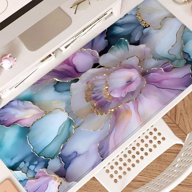 Alt view image 7 of 7 - Bks Floral Pattern Extended Mouse Pad, 1 Count Rectangle Gaming Mouse Pad, Non-Slip Rubber Base Keyboard Pad, Office Desk Mat For Gaming And Work, Mousepad
