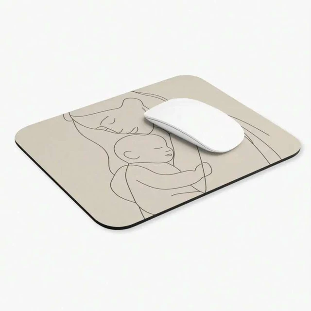 Alt view image 3 of 7 - Bks Minimalist Mother Line Mouse Pad | 9.84x11.81in Desk Mat | Polyester Fabric with Rubber Base | Non-Slip Surface for Office and Gaming