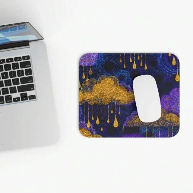 Main image of Bks 9.84x11.81in Rain Symbols Mouse Pad Celestial Night Sky Purple Design Desk Accessory Gift Idea Office Essential