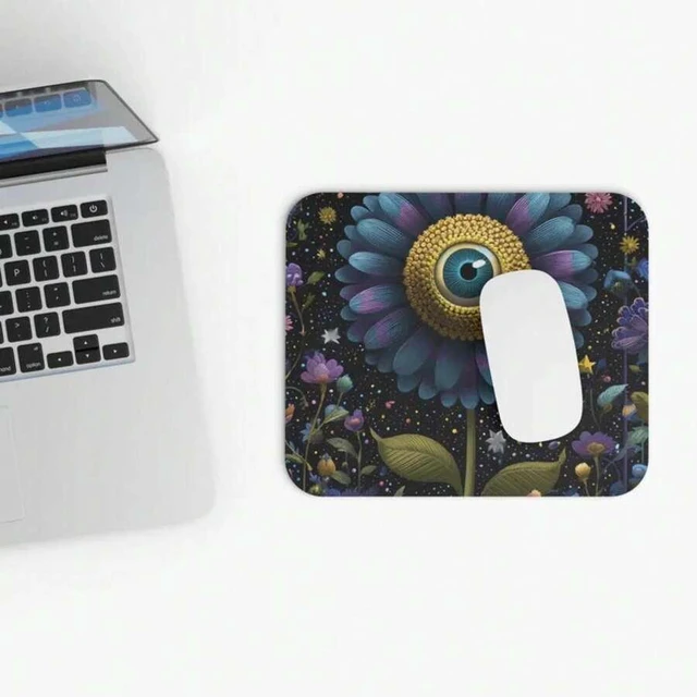 Main image of Bks Eyeball Flower Mouse Pad 9.84x11.81in Polyester Fabric Rubber Base Non-Slip Gaming Desk Decor Office Supplies