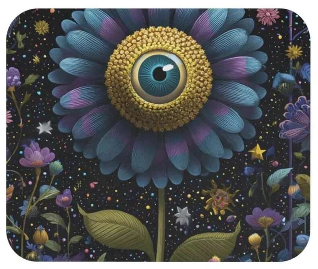 Alt view image 4 of 7 - Bks Eyeball Flower Mouse Pad 9.84x11.81in Polyester Fabric Rubber Base Non-Slip Gaming Desk Decor Office Supplies