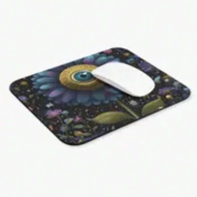 Alt view image 6 of 7 - Bks Eyeball Flower Mouse Pad 9.84x11.81in Polyester Fabric Rubber Base Non-Slip Gaming Desk Decor Office Supplies