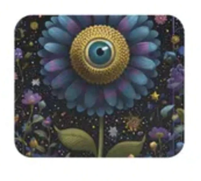 Alt view image 7 of 7 - Bks Eyeball Flower Mouse Pad 9.84x11.81in Polyester Fabric Rubber Base Non-Slip Gaming Desk Decor Office Supplies