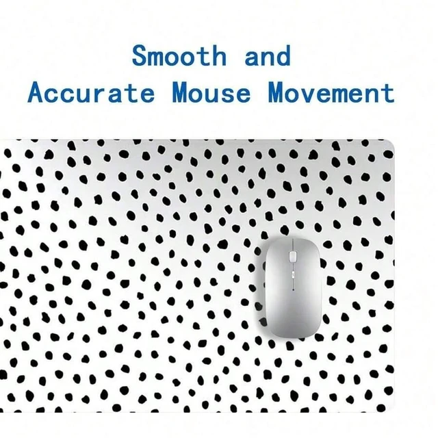 Alt view image 3 of 5 - Bks 80*30*0.2cm Extra Large Mouse Pad 35.4x15.7 Inch Black White Boho Dot Stitched Edge Non-Slip Rubber Base Gaming Desk Mat