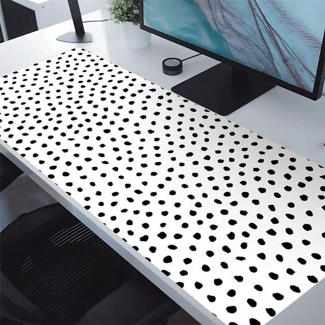 Alt view image 4 of 5 - Bks 80*30*0.2cm Extra Large Mouse Pad 35.4x15.7 Inch Black White Boho Dot Stitched Edge Non-Slip Rubber Base Gaming Desk Mat