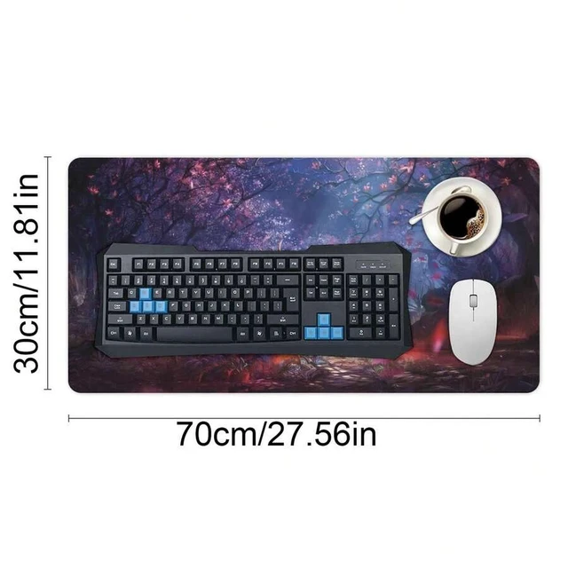 Alt view image 4 of 6 - Bks Forest Nature Fantasy Scenery XL Extended Desk Mat 11.81x27.56in, Gaming Mouse Pad & Laptop Keyboard Mat, Functional Office Desk Accessory