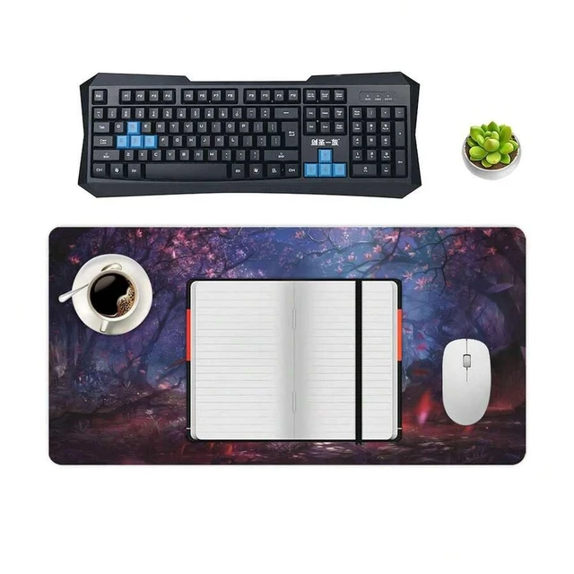 Alt view image 6 of 6 - Bks Forest Nature Fantasy Scenery XL Extended Desk Mat 11.81x27.56in, Gaming Mouse Pad & Laptop Keyboard Mat, Functional Office Desk Accessory