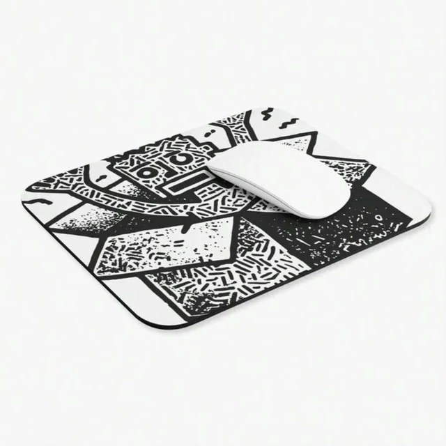 Alt view image 3 of 7 - Bks Mouse Pad 9.84x11.81in Black White Line Art Pattern Polyester Fabric Non-Slip Rubber Base for Office Gaming Desk Accessories