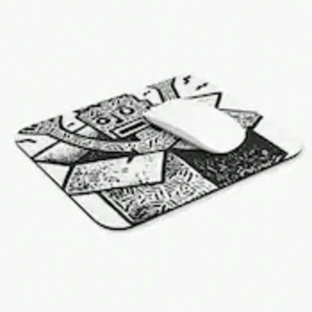 Alt view image 6 of 7 - Bks Mouse Pad 9.84x11.81in Black White Line Art Pattern Polyester Fabric Non-Slip Rubber Base for Office Gaming Desk Accessories