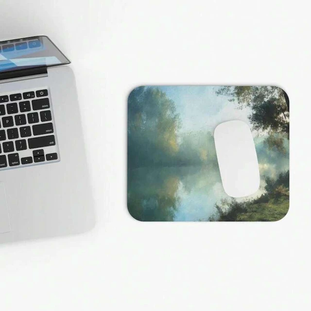 Main image of Bks Misty River Bank Mouse Pad 9.84x11.81in Watercolor Scene Desk Decor Office Gaming Accessories