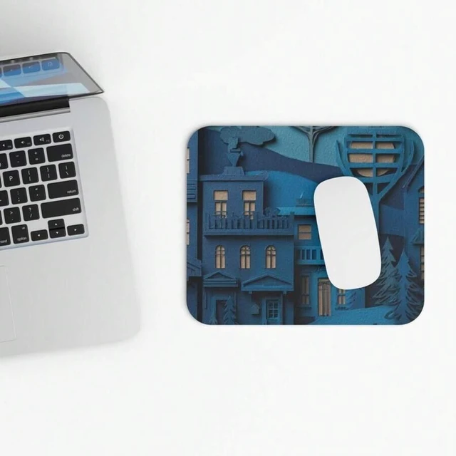 Main image of Bks 30x25cm Paper Cutout Scene Mouse Pad Layered Town Art Desk Mat Office Gaming Accessory