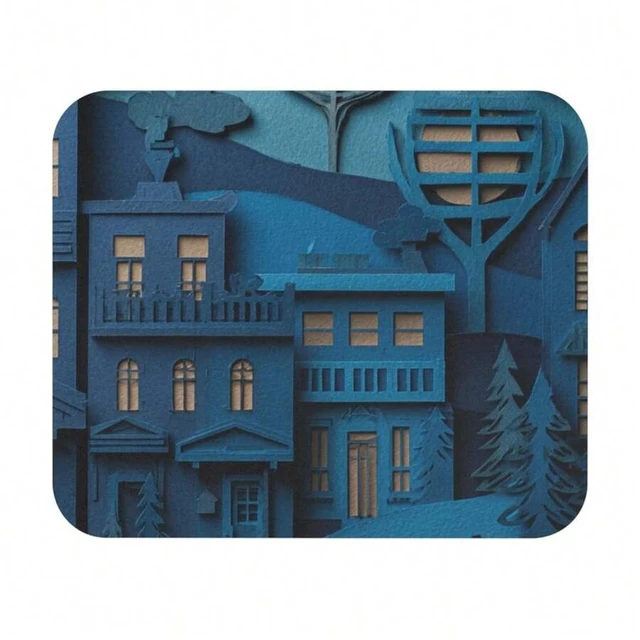 Alt view image 4 of 7 - Bks 30x25cm Paper Cutout Scene Mouse Pad Layered Town Art Desk Mat Office Gaming Accessory