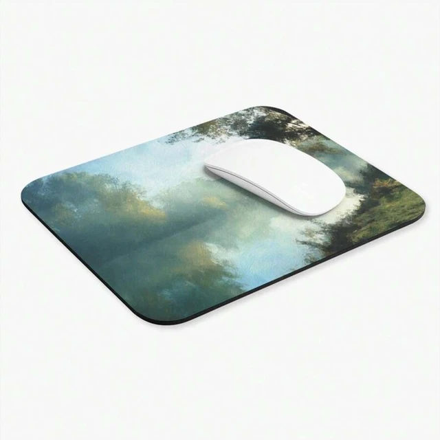 Alt view image 3 of 7 - Bks Misty River Bank Mouse Pad 9.84x11.81in Watercolor Scene Desk Decor Office Gaming Accessories